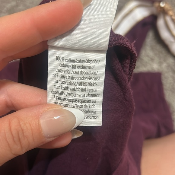 PINK Victoria’s Secret Bling Sequin Logo Long Sleeve Tee | Maroon & Gold Medium - Picture 4 of 5